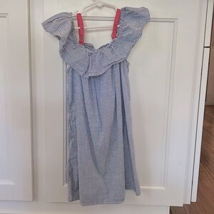 Abercrombie kids sear sucker dress with ruffled sleeves and spaghetti straps